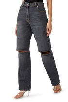 Cut-Out Knee Bootcut Jeans